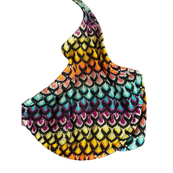 Swim Systems Collection Women's Crochet Halter Bikini Top Size 38DD Multicolor - Picture 3 of 7